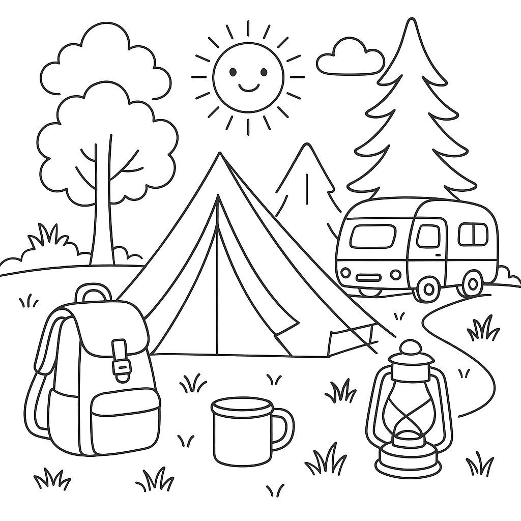 Malvorlage Camping