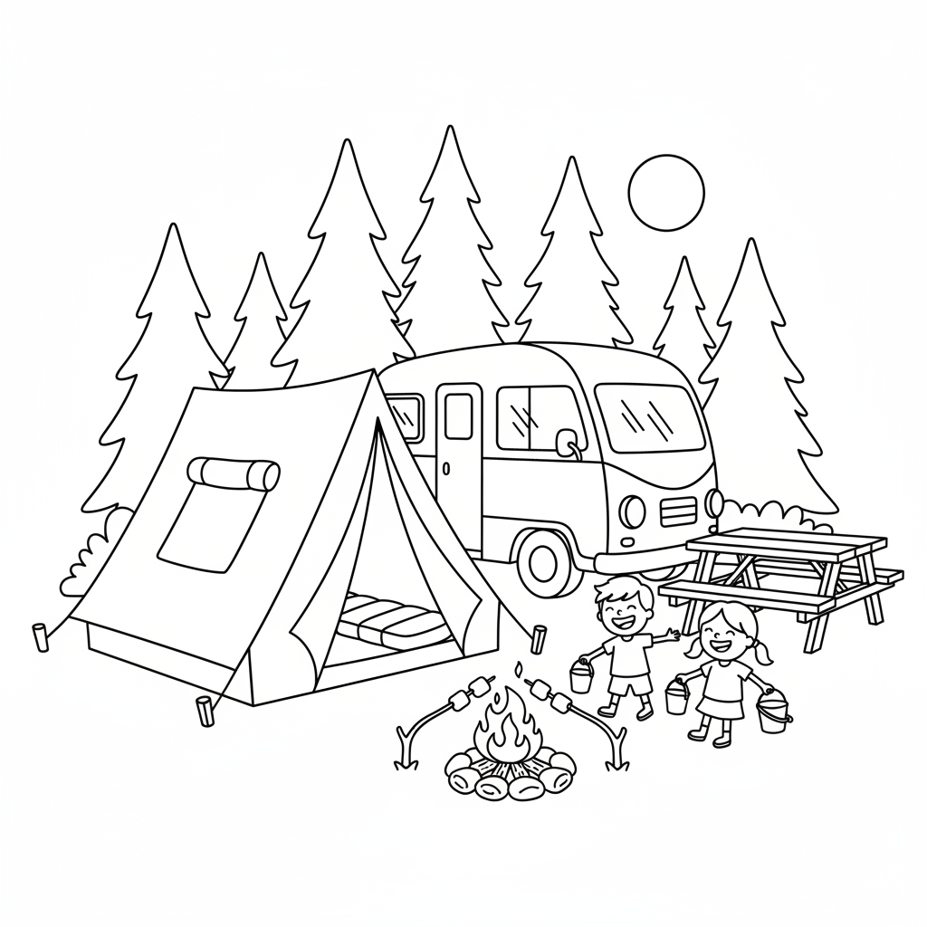 Malvorlage Camping